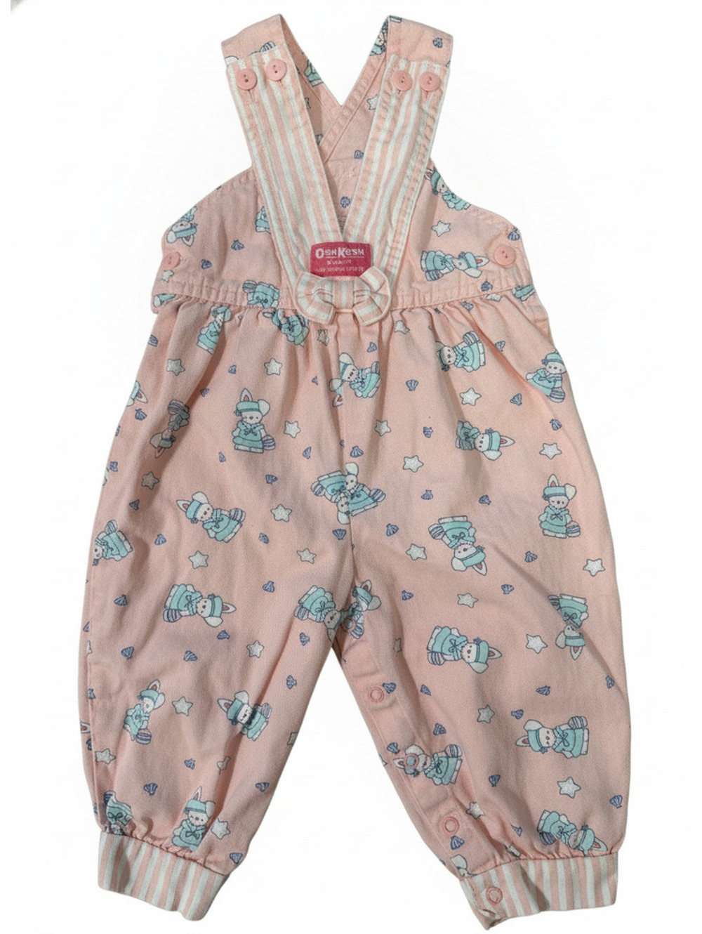 Vintage OshKosh B’Gosh Vestbak Beach Bunny Overalls 100% Cotton 2T